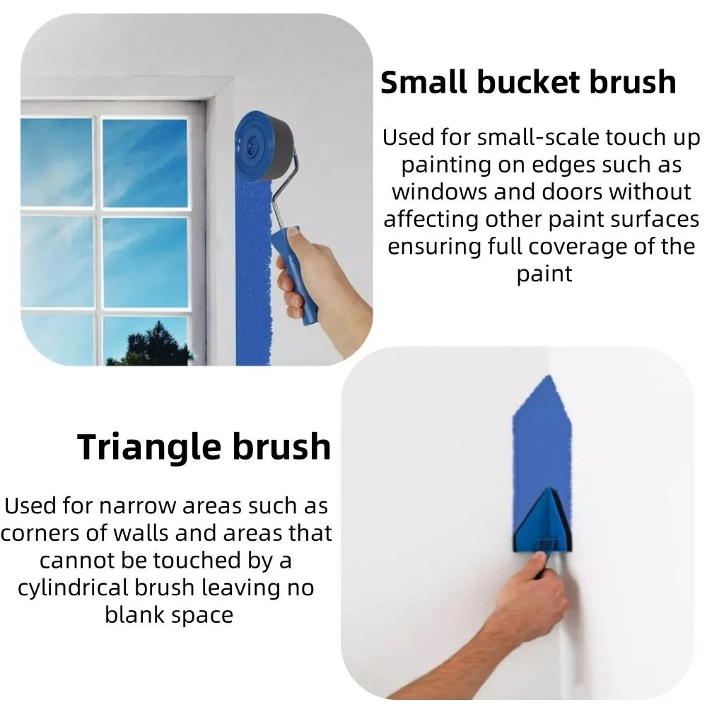 NEW Arrivals 7PCS Set Wall Texture Roller Paint Brush Telescopic Rod Set Expansion DIY Sponge Self Suction Coat Wall Paint Machine Used for Wall Corner Coating Tools Home Painting Accessories