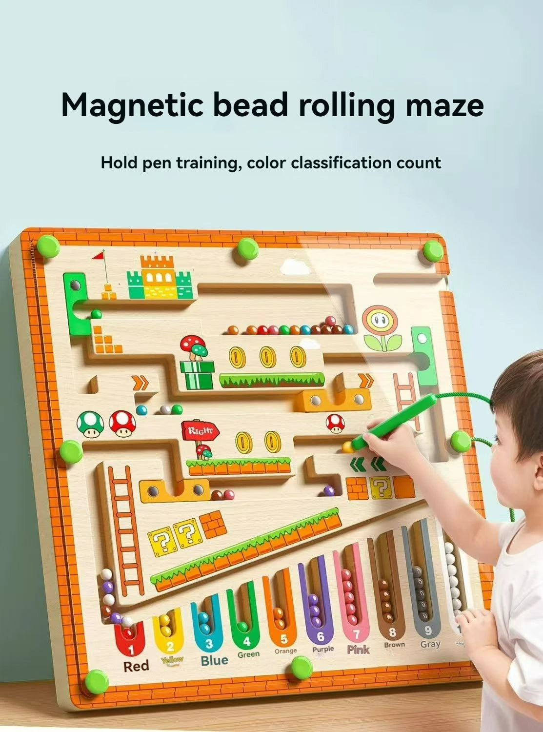 Large Size Children's Magnetic Maze Walking Ball Baby Concentration Training, Writing Logic Thinking 3 year Old Early Education Puzzle To