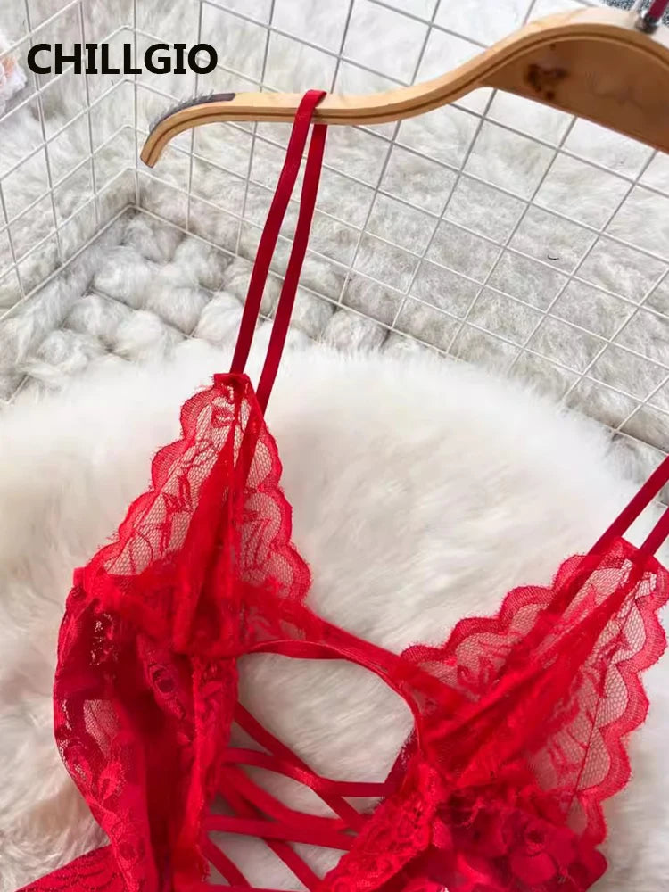 Women Transparent Floral Lace Bra Brief Suit Fashion Tight Erotic Underwear 3 Piece Sexy Intimate Lingerie Stocking Set