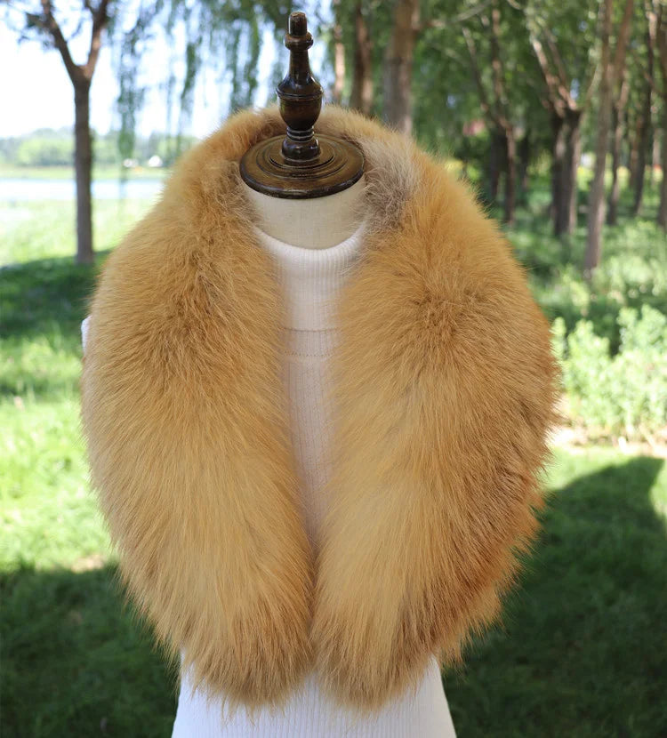 NEW Arrivals Luxury Real Natural Color Raccoon Fox Real Fur Collar Scarf Genuine Big Size Scarves Warp Shawl Neck Warmer Stole Muffler with Clip Loops Ladies Luxury Fashion Apparel Accessories Clothing Supplies