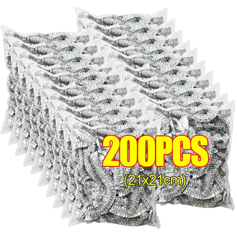 300 PCS Set Home Outdoor Travel Camping Picnic  Aluminum Foil Cover Reusable Heat Insulation Heat Preservation Food Grade Keep Food Fresh Oven Kitchen Takeaway Nutrition Bags