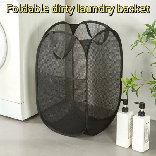 2-10 PCS Set Folding Dirty Laundry Sorting Basket Washing Frame Bathroom Cloth Mesh Storage Bag Frame Bucket Laundry Organizers Storage Pouch Cleaning Accessory Sets