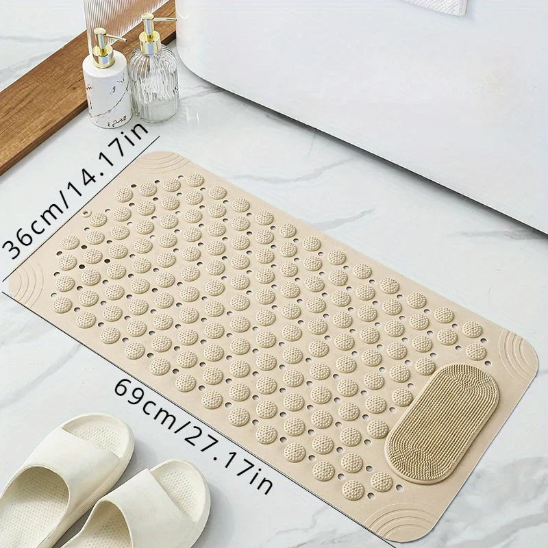 NEW 5 Colors Light Blue Non-Slip PVC Bath Mat - Rectangular Massage Nubs Shower and Bathroom Safety Rug - 0.8cm Thick, 2600g/m², Dot Pattern Home Supplies Bathroom Accessories