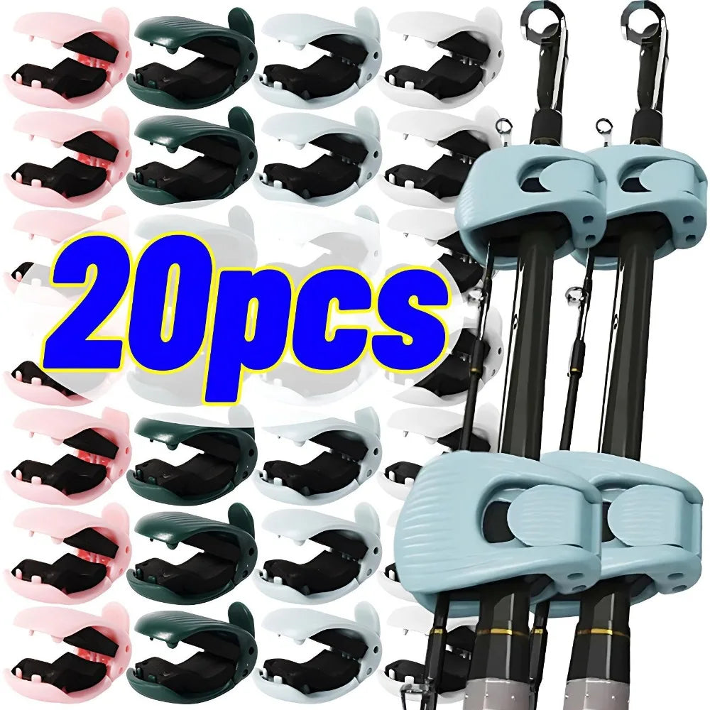 10-20 PCS Set Fishing Rod Holder Fixer Clip on Fishing Pole Holder Compact Design Fishing Rod Fixer Fish Rod Holder Storage Accessories