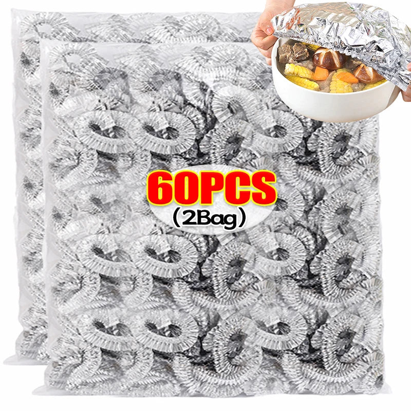 100/200 PCS Set Fresh-Keep Aluminum Foil Insulation Covers Disposable Food Cover Foil Film Saran Warp Fruit Storage Cover Kitchen Insulation Lid Outdoor Travel Camping Picnic Food Accessories