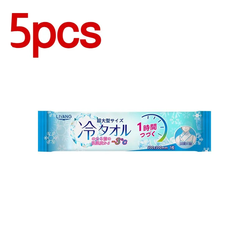 1/5/10/20/30/50 PCS Set Korean Extra Large Cooling Wet Towels Instant Ice Cold Refreshing Summer Portable Oversized Sweat Wipes for Adult Sports Cycling Running Outdoor Driving Hiking