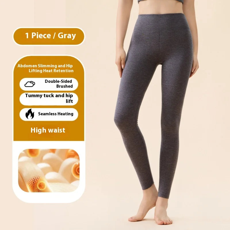 M-5XL Plus Size Chubby Women Thermal Leggings 7A Antibacterial Cashmere Silk Winter High Waist Elastic Pantyhose Warm Pants Outdoor Running Hiking Fitness Women Sports Clothing Supplies