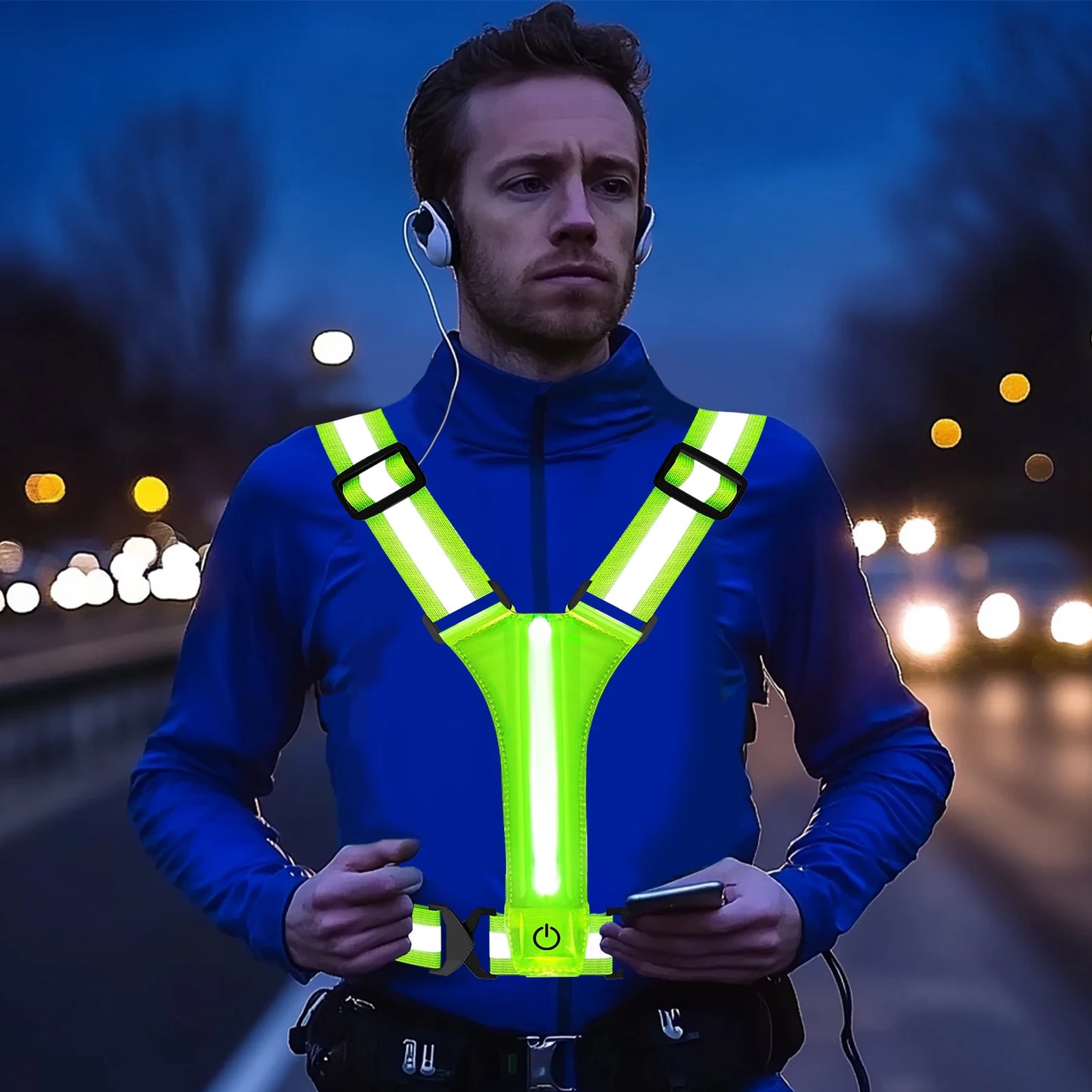 2 PCS Set 3 Colors Adjustable Reflective Security Vests Safety High Visibility Rechargeable Running Cloth For Outdoor Night Runners Cycling Sports