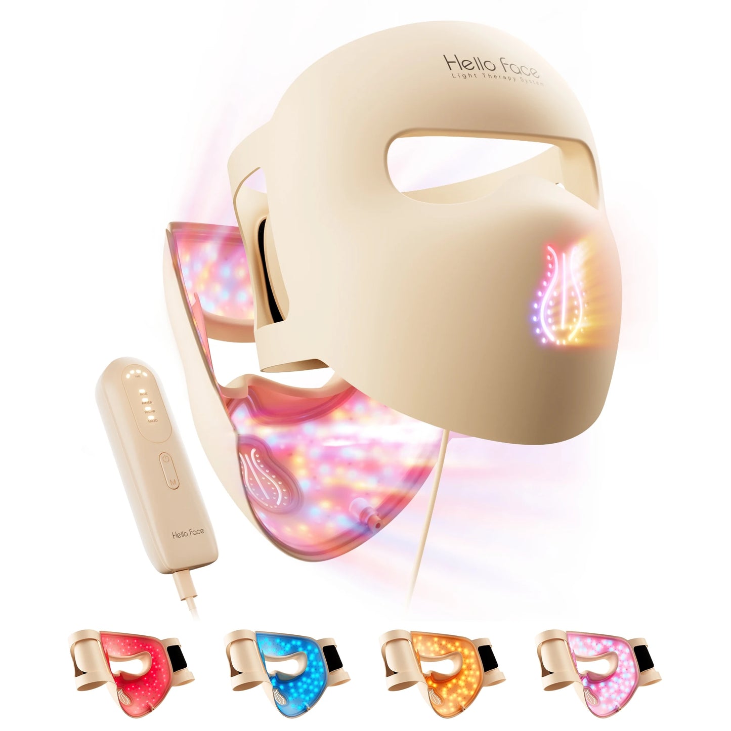 312 PCS Portable Hello Face M300 4D Mask LED Light Therapy Mask Red Near-Infrared Facial Neck Skin-Friendly Silicone Mask Women Skin Care Devices Beauty Tools Sets
