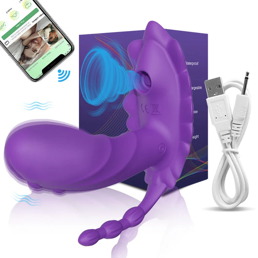 Sucking Clitoris Vibrator Women 3 In 1 Telescopic Wireless Control Clit Sucker 12 Speeds Female Wearable G-Spot Anal Stimulator