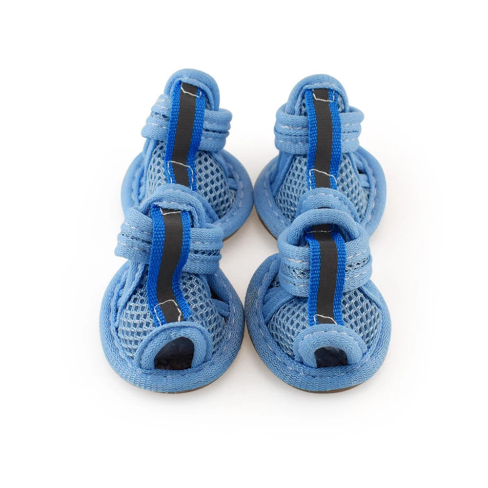 4 PCS Set XS-XL 4 Colors Summer Dog Shoes Breathable Sandals for Dog Cat Walking Running Outdoor Anti Slip Paw Protectors & Pet Gifts