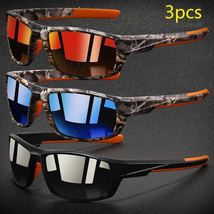 NEW Arrivals 3 PCS Set Fashion Vintage Polarized Sports Sunglasses Men Women Fishing Running Cycling Mountaineering Sun Glasses UV400 Eyewear