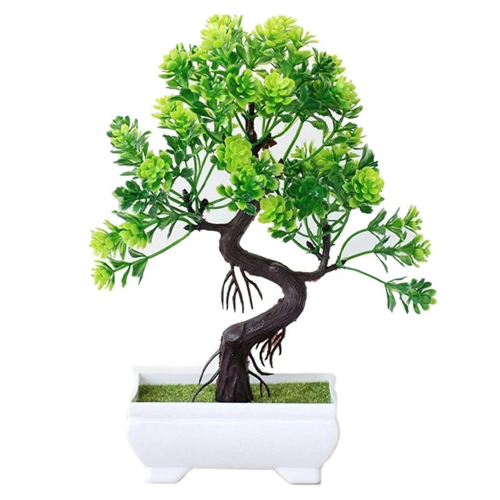 Arrangement Ornaments Green Plastic Plants Bonsai Small Tree Pot Fake Plant Potted Flower Room Decor Home Hotel Table