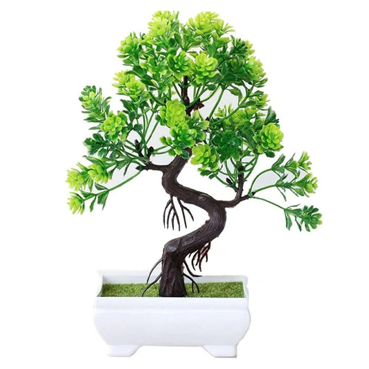 Arrangement Ornaments Green Plastic Plants Bonsai Small Tree Pot Fake Plant Potted Flower Room Decor Home Hotel Table