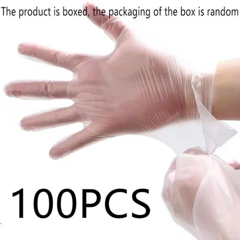 NEW 100PCS Disposable TPE Silicone Gloves Kitchen Bathroom Restaurant Camping Travel Waterproof Oil-Proof Household Cleaning Tools