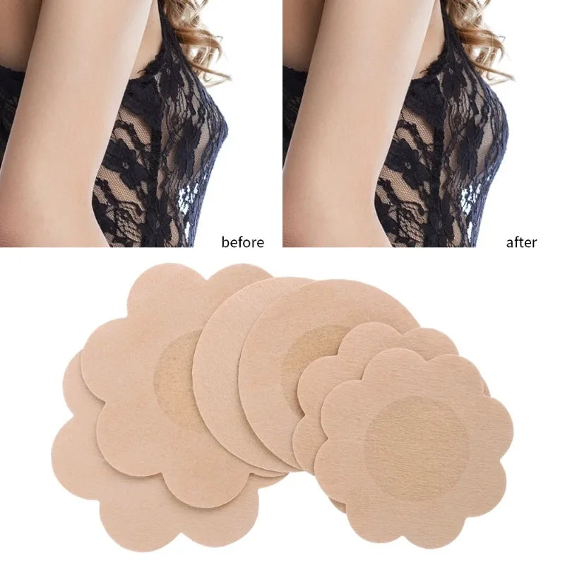 500 PCS Set Bamboo Fiber Cotton Disposable Women's Breast Patches Anti Convex Point Invisible Breathable Anti Allergic Chest Patch Sling Anti Glare Pasties Tits Breast Cover Pads Ladies Underwear Accessory Sets