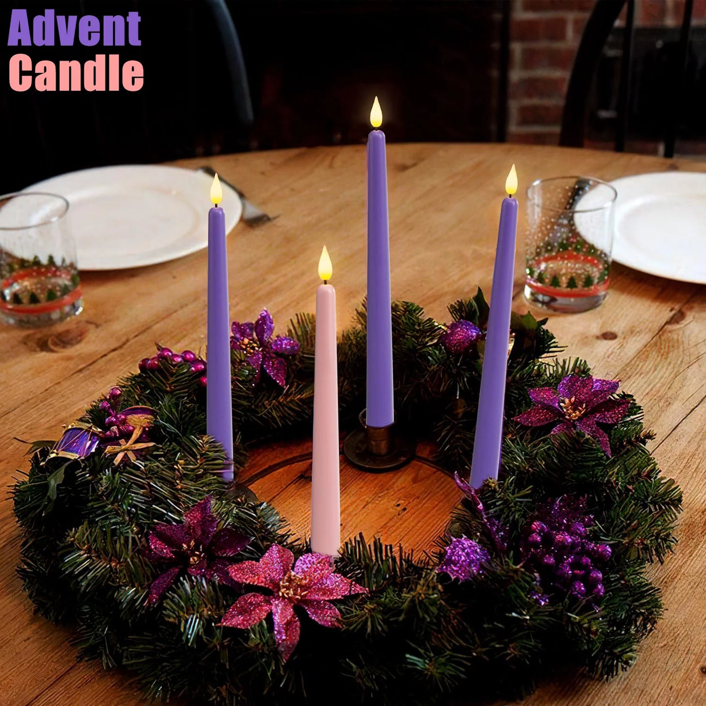24 PCS Set with Remote Control LED Taper Candles Artificial Black Flameless Flickering Candle Christmas Lights Home Birthday Wedding Candles Battery