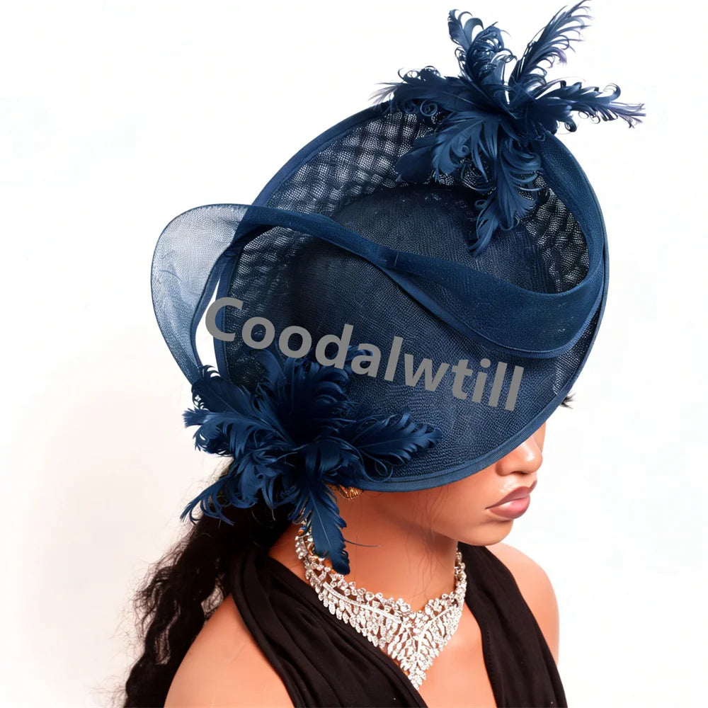 21 Colors Royal Ascot Horse Racing Women Femme Luxury Fascinator Kentucky Ladies Tea Cocktail Derby Headpiece Feather Fancy Opera Concerts Red Carpet Bride Wedding Hats Apparel Accessories