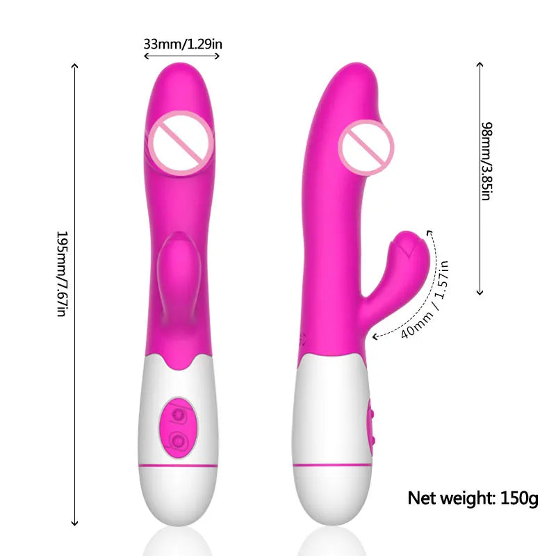 30 Speed Rechargeable Handheld Silicone Adult Clit Clitoral Clitoris Sex Toy G Spot Dual Motor Rabbit Vibrator for Women Female