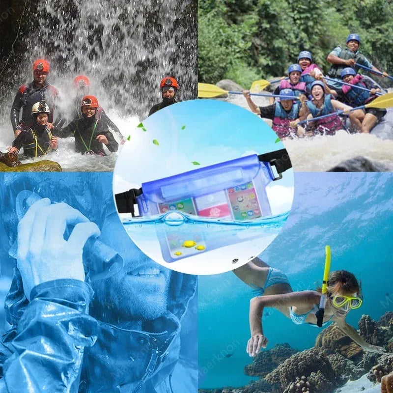 NEW 3 Layers Yellow Color High Waterproof Sealing Swimming Bag Large Size Transparent Underwater Dry Protection Bag for iPhone Mobile Phone Pouch