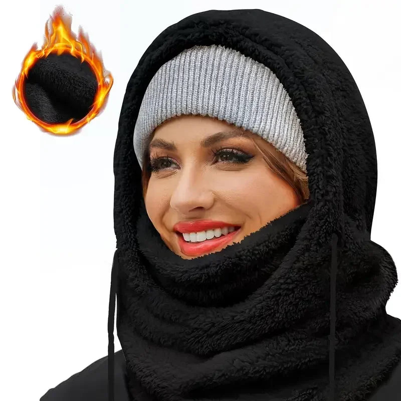 NEW Arrivals White/Black Color Winter Warm Balaclava Thermal Windproof Ski Hood Cycling Motorcycle Face Cover Polar Fleece Adjustable  Neck Cover Full Face Mask Outdoor Sport Activities