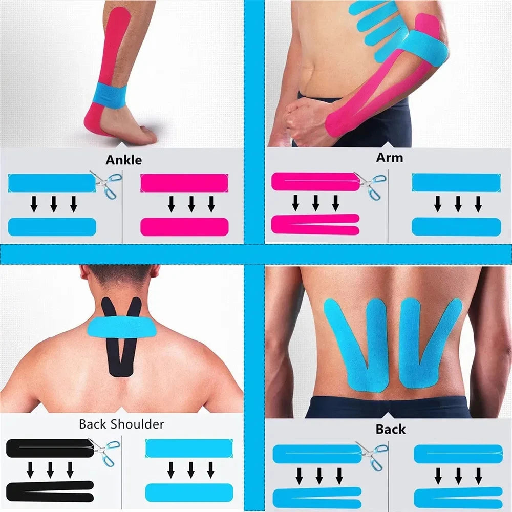 Kinesiology Tape Pro Athletic Sports(20 Strips Mixed Loading )Waterproof Elastic Athletic Tape Muscle Back Chest Knee Arms Pain Relief Joint Support