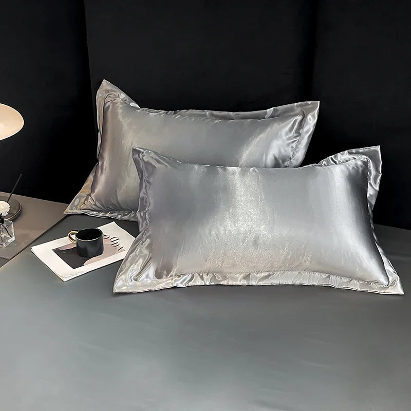 10 Colors Home Hotels Luxury Satin Waterproof Fitted Sheet Silky Solid Color Bed Sheet Breathable Elastic Band Sheets Smooth Bedsheet Mattress Cover