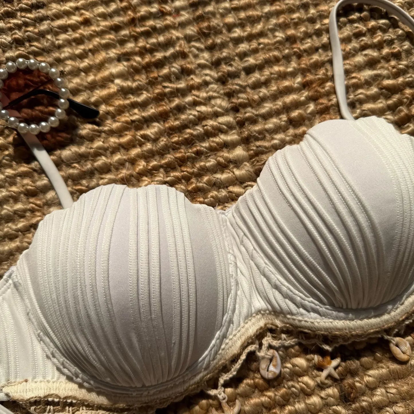 NEW 5 Colors UK Size Shell Scalloped Wrinkled Underwired Bra Cup Bikini Female Swimsuit Women Swimwear 2PCS Bikini Set Push Up Ladies Bathing Suit