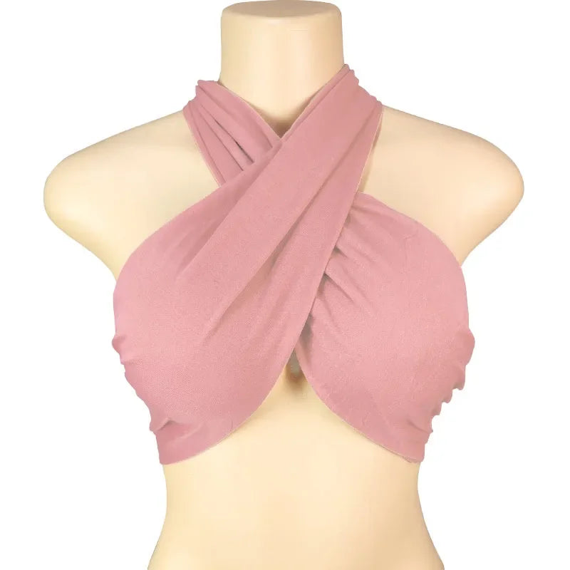 Multi-Colors Sexy Tank Top Cross Bandage Backless Sleeveless Halter Crop Tops Women Bare Midriff Camisole Female Tube Top Cropped Vest