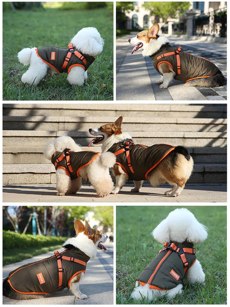 XS=2XL Puppy Waterproof clothes for Small Dogs with Harness Winter Warm Chihuahua Vest Yorkie pet clothing French Bulldog Costume