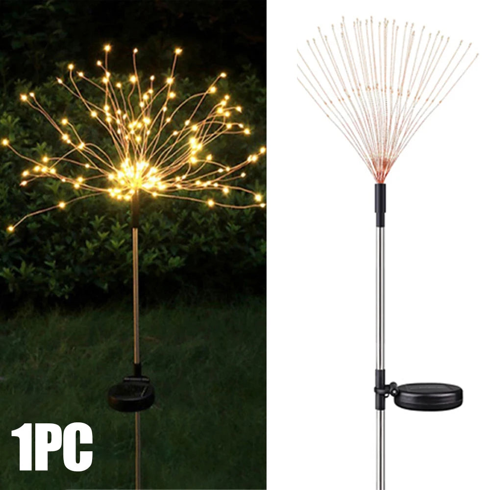 NEW 8PCS Set 200 LED Solar Firework Light Waterproof Outdoor 8 Lighting Modes Fairy String Light Christmas Lawn Lamp Garden Decoration
