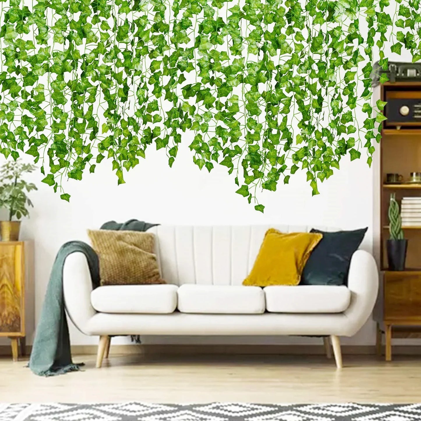 12-36 PCS Set Artificial Plants Ivy Leaf Garland Silk Green Leaves Fake Foliage Creeper Vine for Garden Balcony Home Decoration Fake Flowers