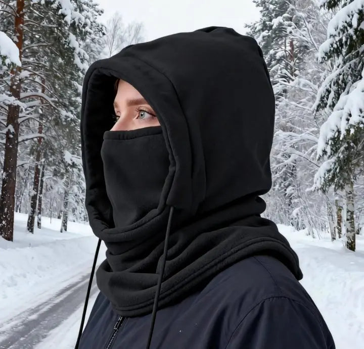 NEW Arrivals Unisex Winter Balaclava Knit Hood - Windproof Mask with Drawstring, Motorcycle Riding Headgear Warm Knitted Cap Outdoor Cold Weather Sports Apparel Accessories