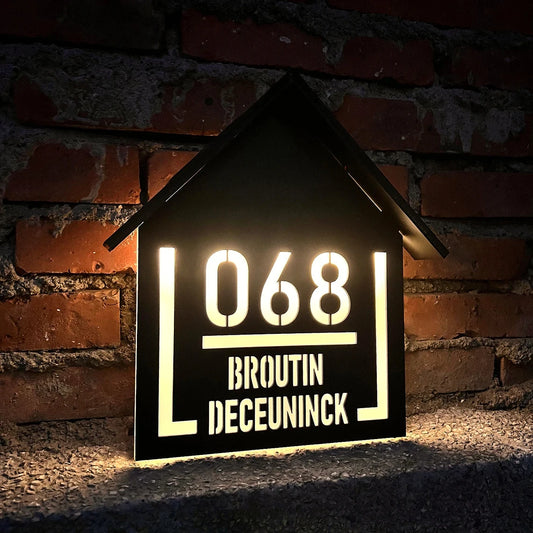 Customized Outdoor Solar House Sign LED Illuminated 3D Laser Cut Acrylic House Numbers Personalized Exterior Family Address Sign Home Lighting Accessories