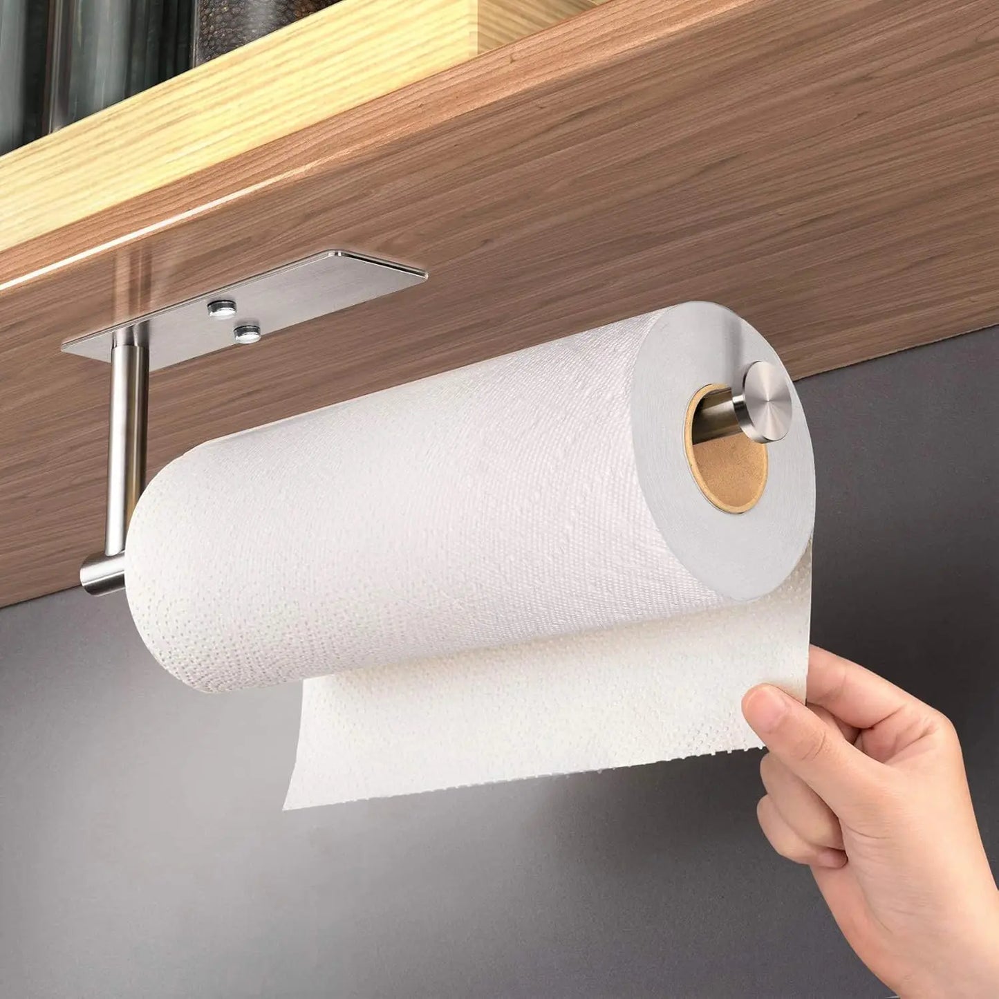 NEW Arrivals Paper Towel Holder Under Cabinet Adhesive Paper Towel Holder for Kitchen Stainless Steel Paper Towel Roll Rack Wall Mounted Home Kitchen Accessories