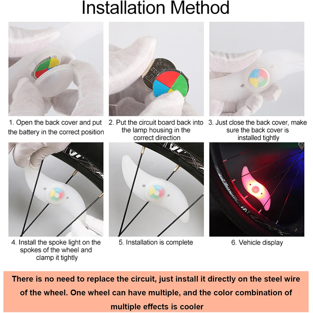 Bike Wheel Spoke Light Tire Lights 3 Mode LED Waterproof Bike Safety Warning Easy To Install Bicycle Accessories with Battery