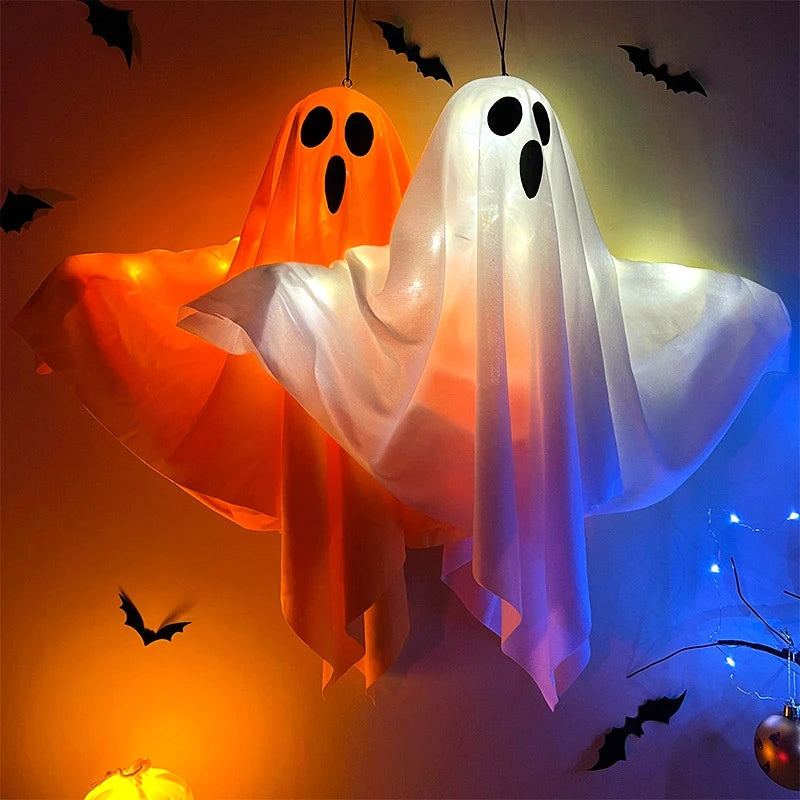 Halloween Party LED Glow Ghost Home Indoor Outdoor Decoration Supplies Haunted House Bar Hanging Horror Props with Lights