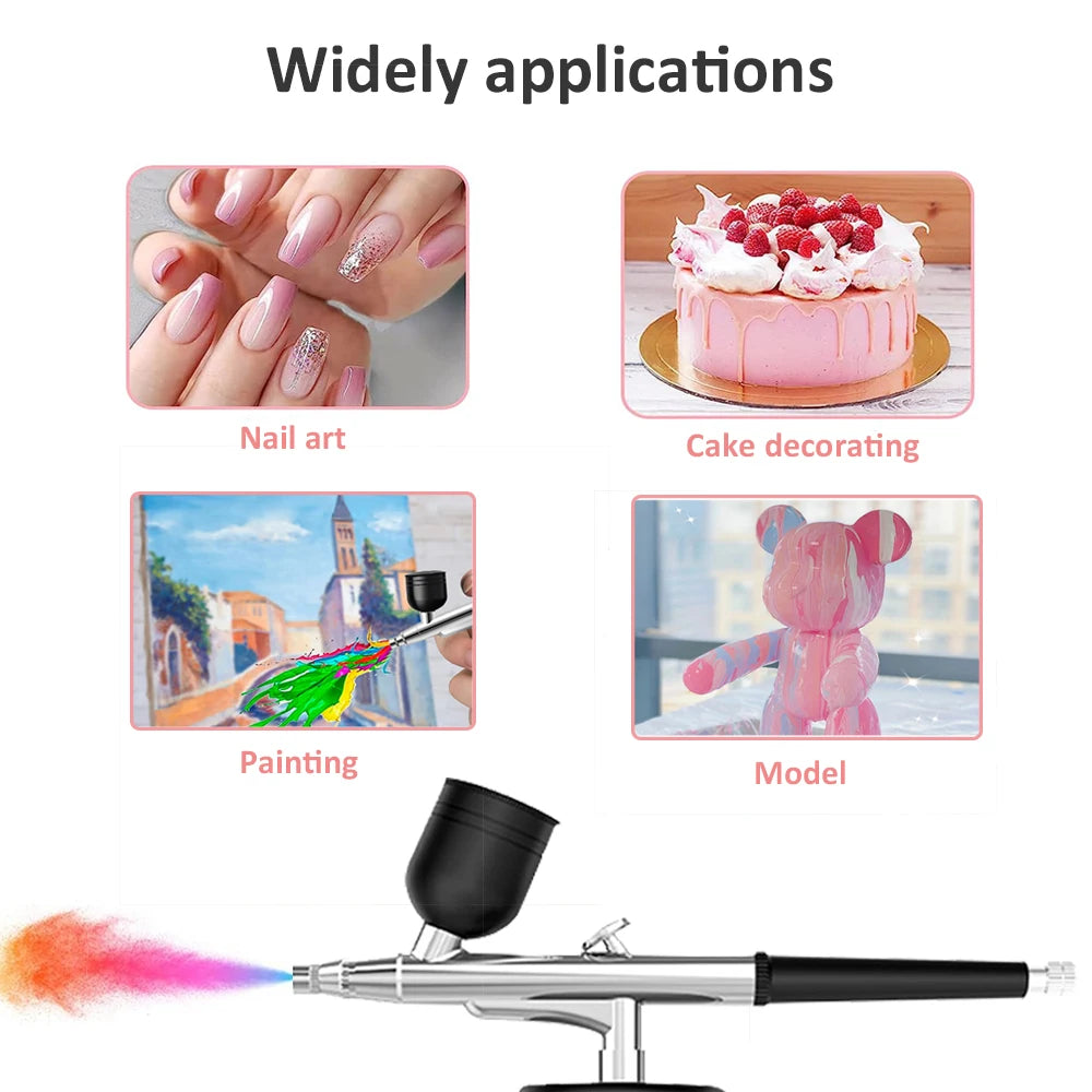 K5 Airbrush Spray Gun for Nails Air Brush With Cups Cleaning Kit Replacement Tool for Nail Art Manicure Painting Cake Crafts