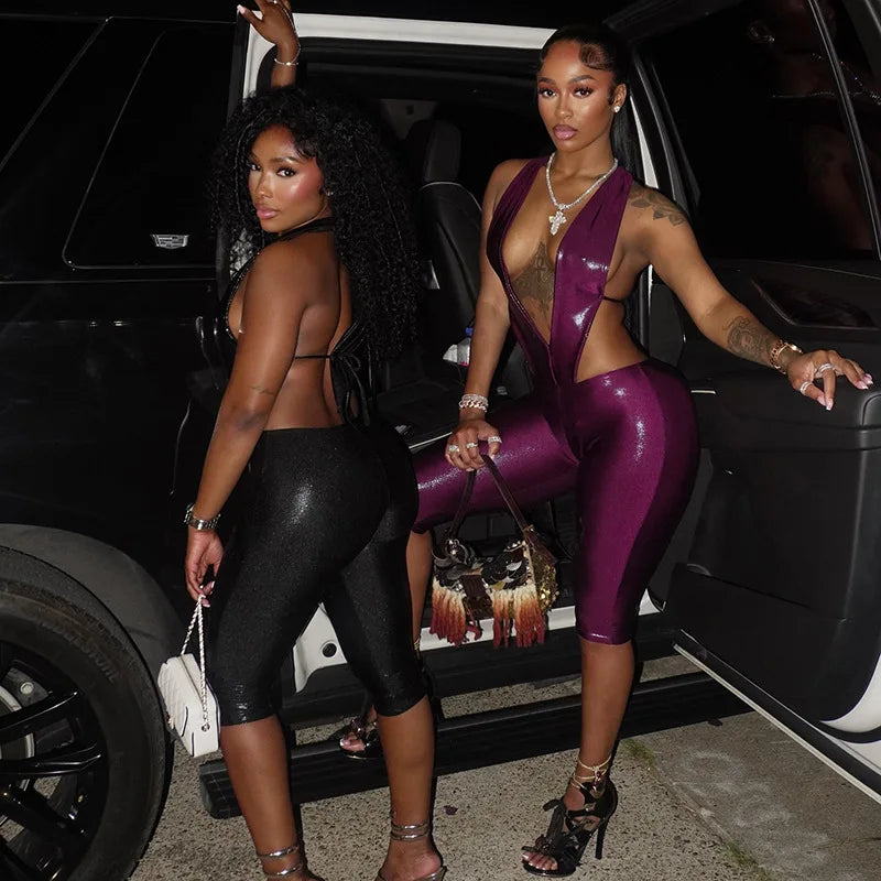 2 PCS Set UK Size 6 Colors Sexy Metallic Tops + Pants Set Night Clubwear Prom Evening Rave Party Outfits Y2K Streetwear Women Fashion Designer Elegant Gold Stamping Tops