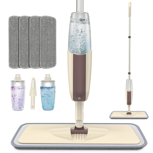 NEW Arrivals Spray Mop Broom Set + 4 Cloths Set Magic Flat Mops for Floor Home Cleaning Tool Brooms Household with Reusable Microfiber Pads Rotating Mop Home Appliances