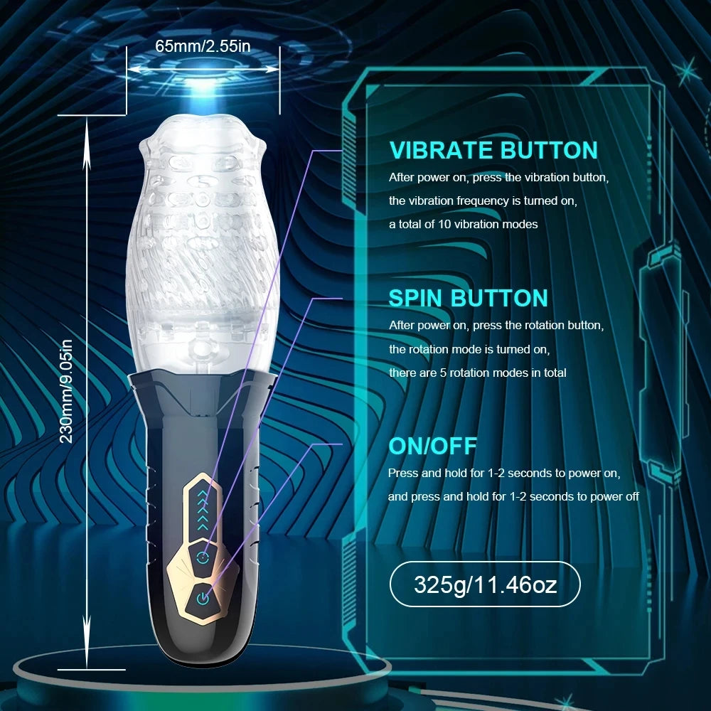 Automatic Male Masturbator Cup Rotation Silicone Vagina Vibrator Masturbation Erotic Sex Toy for Men Mastubator Blowjobs Machine