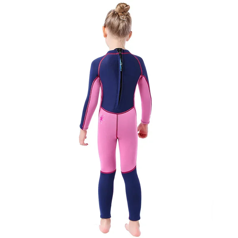 3MM Neoprene Wetsuit for Girls Kids Diving Suit Thick Cold-Proof Sun-Proof Clothes One-Piece Set Children Surfing Snorkeling Swimwear Water Sports Apparel Clothing Supplies.