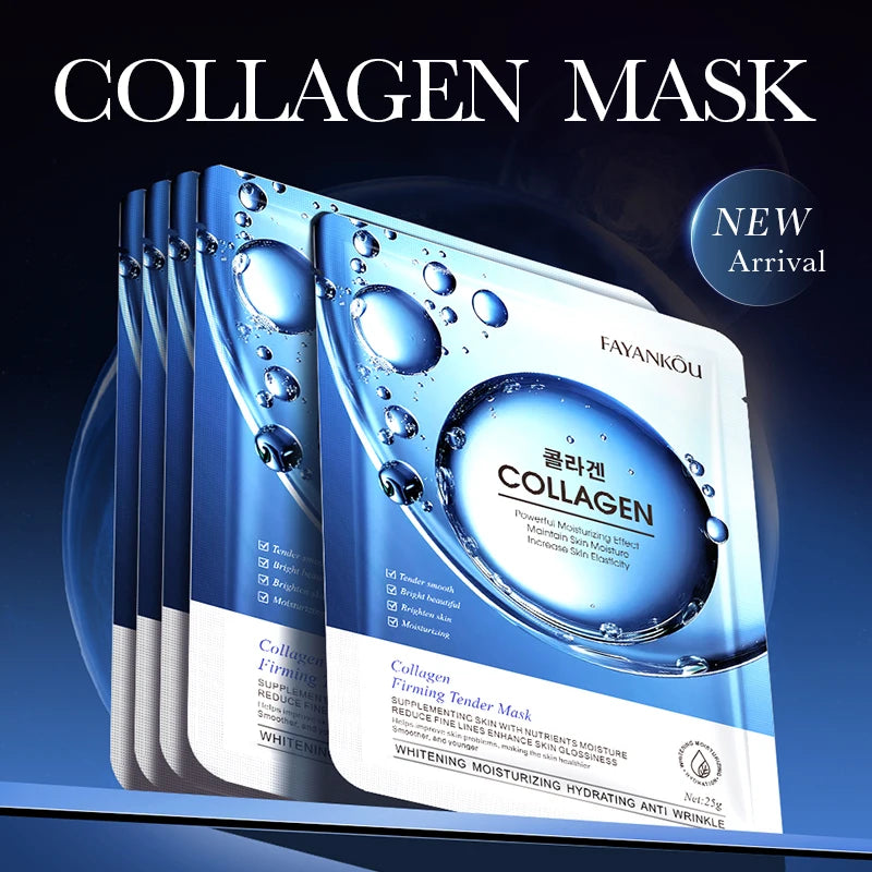 10 PCS Set Korean Collagen Anti Wrinkles Face Mask Moisturizing Anti-Aging Whitening Facial Masks Sheet Mask Korean Skin Care Cosmetics