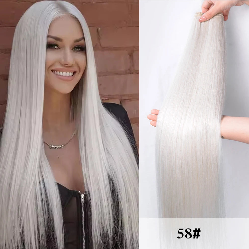 NEW Arrivals 12 Colors 150g Synthetic Hair Extensions Straight Hair Bundles Crochet Braids Hair 26Inch High Temperature Fiber Long Straight Hair Bundle Women Hair Care Accessories Cosmetic Supplies