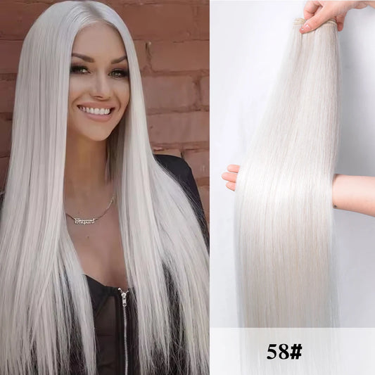 NEW Arrivals 12 Colors 150g Synthetic Hair Extensions Straight Hair Bundles Crochet Braids Hair 26Inch High Temperature Fiber Long Straight Hair Bundle Women Hair Care Accessories Cosmetic Supplies