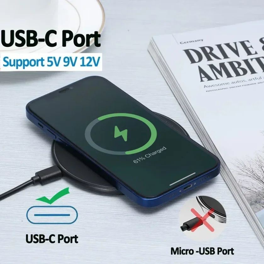 White/Black Color 300W  Fast Wireless Charger Pad + Cable  for iPhone 16 15 14 13 12 Pro Max Samsung Galaxy S24 S23 S22 Xiaomi Wireless Charging Station Mobile Cell Phones Accessories
