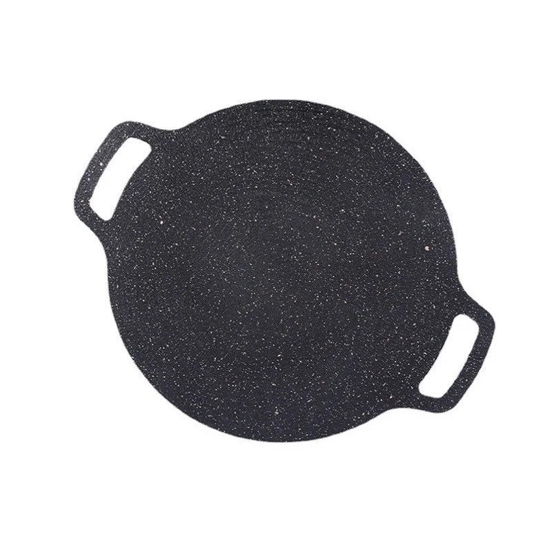 28/30/32/34/38cm Grill Pan Korean Round Non-Stick Barbecue Plate Outdoor Travel Camping BBQ Frying Pan Barbecue Accessories