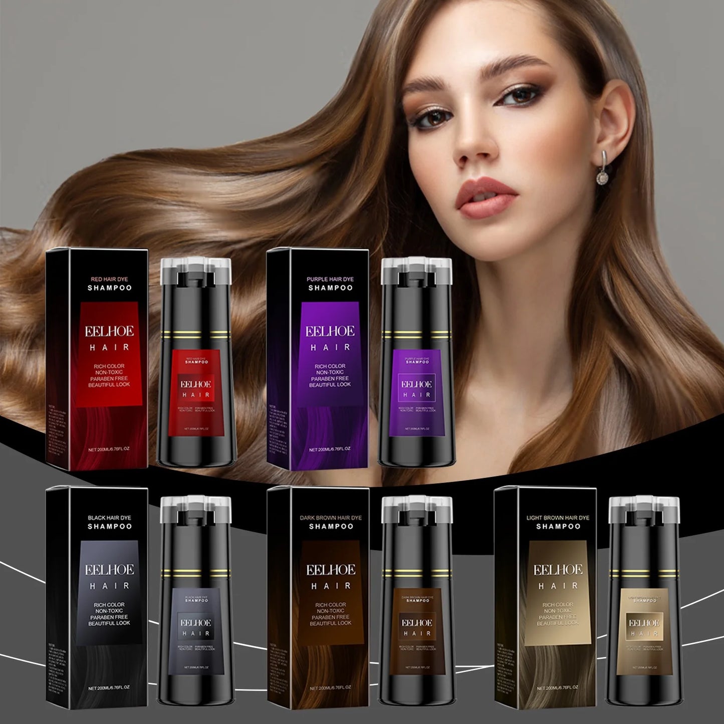 NEW 200ml 5 PCS Set EELHOE Korean Hair Dye Shampoo Nova Hair Instant Dye Shampoo Men Women Quick Easy Safe Hair Color Gray Hair  Coverage Nourish Scalp Women Men Hair Care Supplies