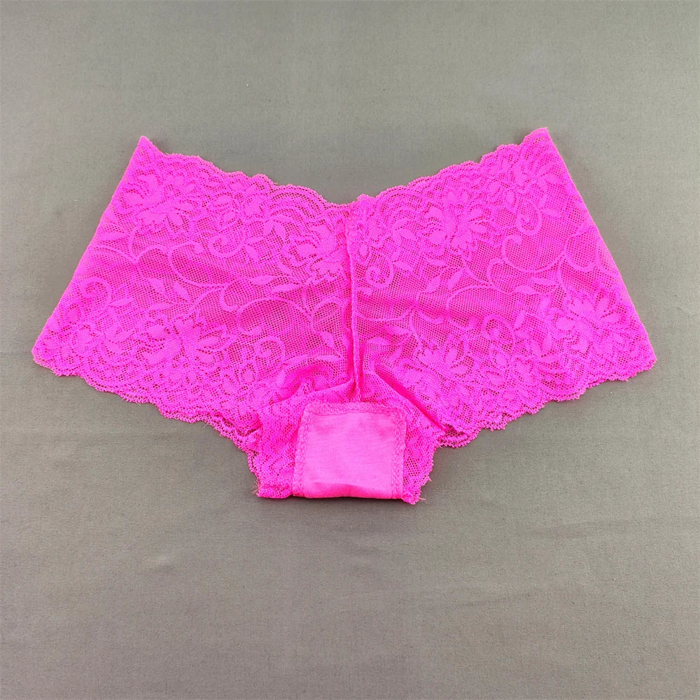 3pcs Set Sexy Lace Boxer Shorts Underwear for Women Low Waist Breathable Boxers Female Panty Hollow Out Panties Lingerie Fashion Clothing Products