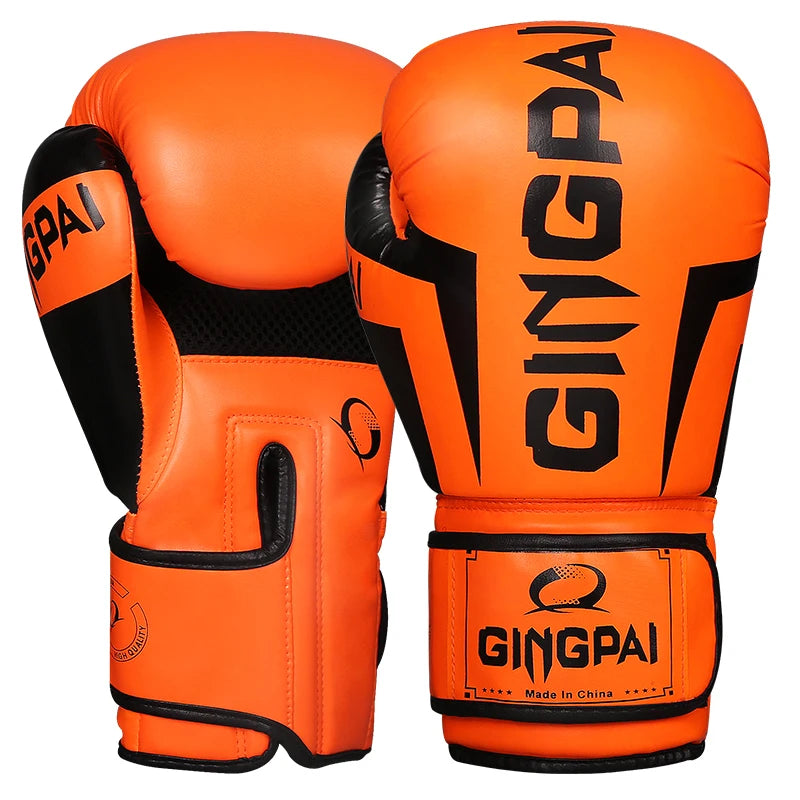 6/8/10/12/14Oz Kids/Adults Boxing  MMA PU Leather Gloves Breathable Professional Sanda Muay Thai Fighting Gloves Workout Gloves